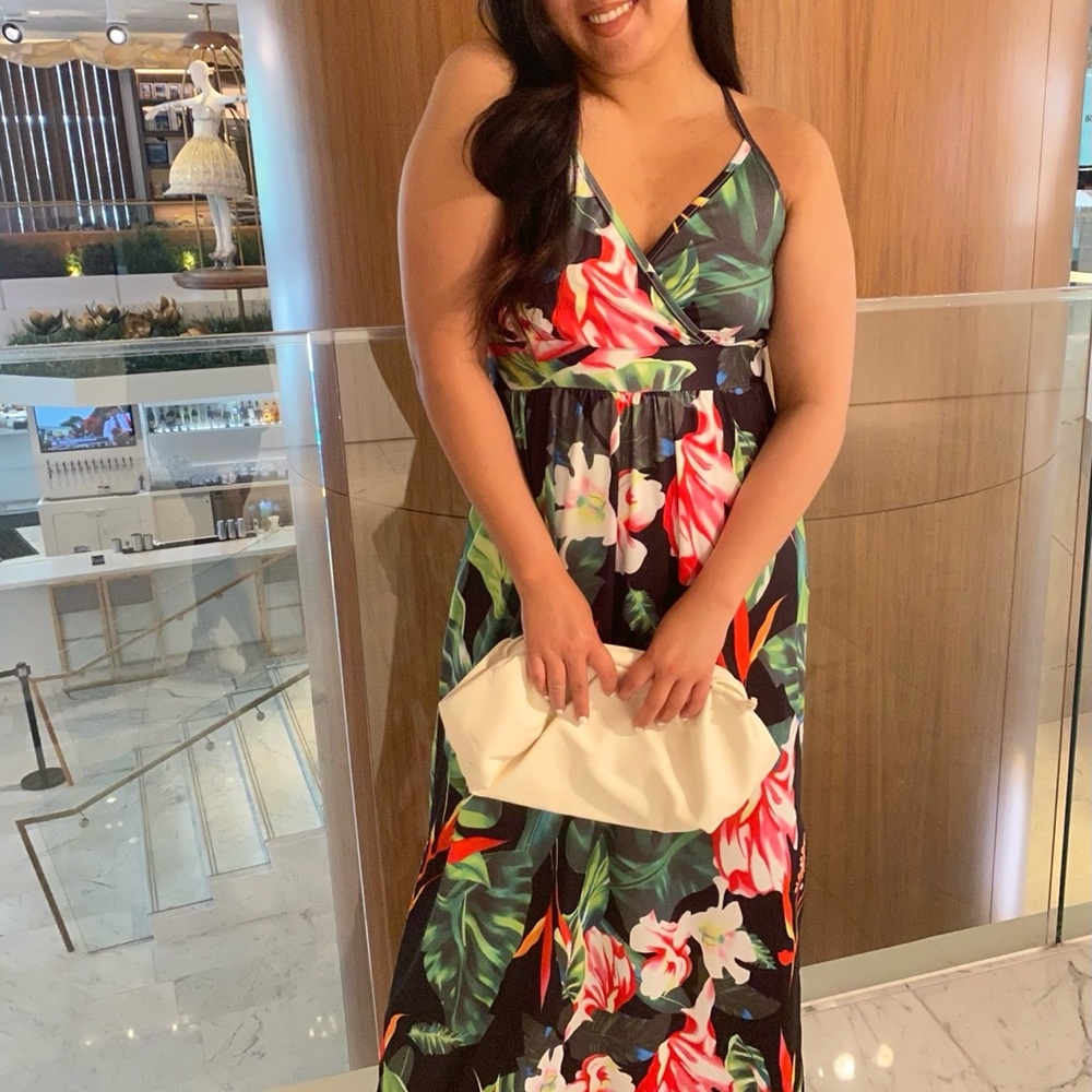 Sofia Maxi Dress in Black Tropical